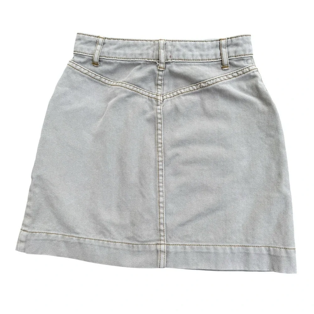 BDG Urban Outfitters XS Light Wash Denim Mini Skirt Front Zip Gray Khaki Jean